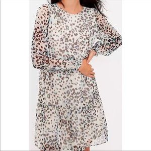 LOFT Shimmer Animal Print Swing Dress Leopard